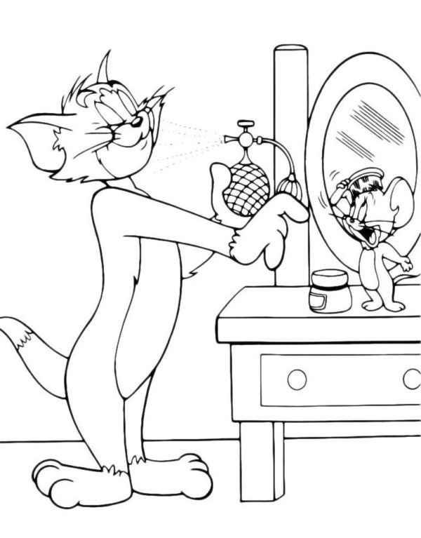 Tom i Jerry przygotowują się do randki kolorowanka do druku